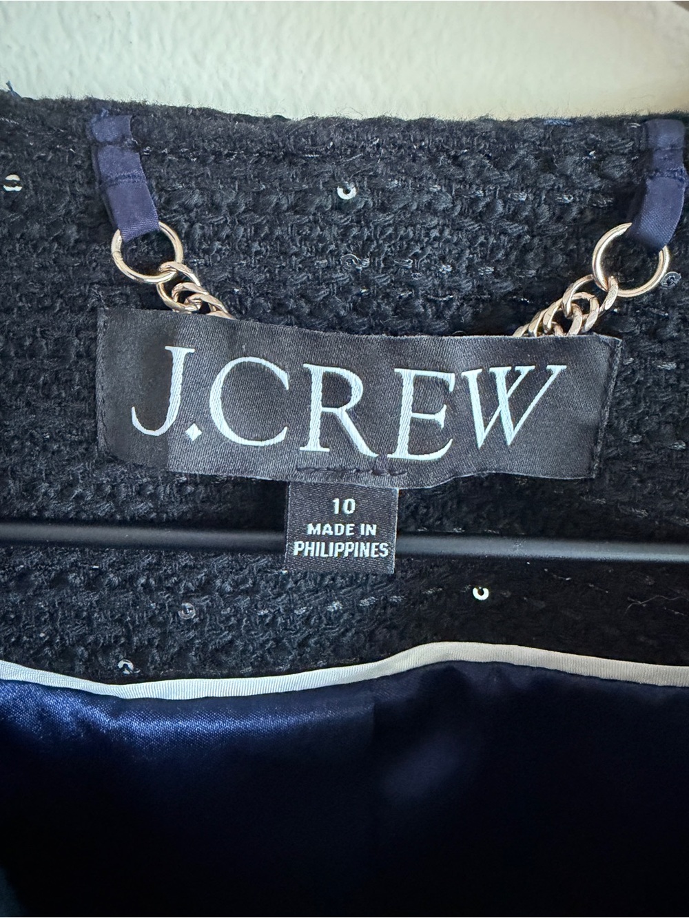 J.Crew Louisa Lady Jacket Sequin Tweed Black Cropped Blazer Size 10 - Picture 5 of 14